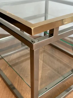 Pamono Sofa End Tables in Chrome, Brass and Glass, 1970s, Set of 2 Clearance