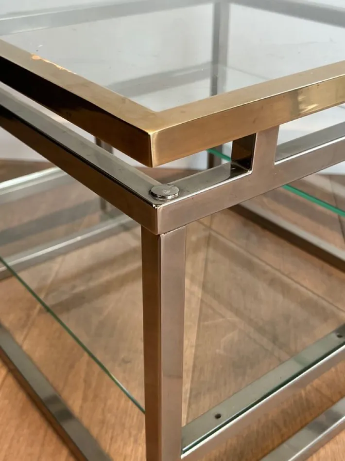 Pamono Sofa End Tables in Chrome, Brass and Glass, 1970s, Set of 2 Clearance