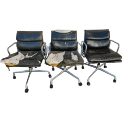 Pamono Soft Pad Office Chairs attributed to Charles and Ray Eames for Ring Mobelfabrik, 1970s, Set of 3