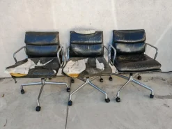 Pamono Soft Pad Office Chairs attributed to Charles and Ray Eames for Ring Mobelfabrik, 1970s, Set of 3