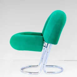 Pamono Space Age Italian Modern Desk Chair in Green Velvet and Chromed Metal, 1970s Hot