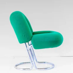 Pamono Space Age Italian Modern Desk Chair in Green Velvet and Chromed Metal, 1970s Hot