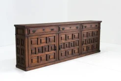Pamono Spanish Brutalist Sideboard in Carved Wood Outlet