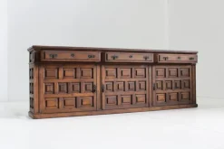 Pamono Spanish Brutalist Sideboard in Carved Wood Outlet