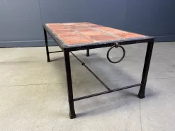 Pamono Spanish Iron and Ceramic Tile Coffee Table, 1950s Sale