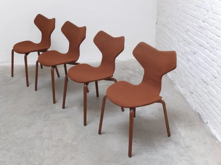 Pamono 1st Edition Grand Prix Chairs by Arne Jacobsen for Fritz Hansen, Set of 4, 1959 New