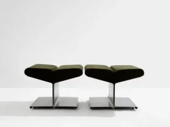 Pamono Stainless Steel Alcantara Ottomans by Paul Geoffroy for Uginox, 1975, Set of 2 Online