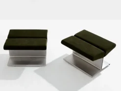 Pamono Stainless Steel Alcantara Ottomans by Paul Geoffroy for Uginox, 1975, Set of 2 Online