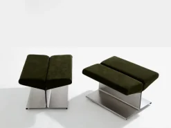 Pamono Stainless Steel Alcantara Ottomans by Paul Geoffroy for Uginox, 1975, Set of 2 Online