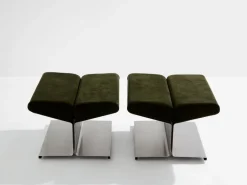 Pamono Stainless Steel Alcantara Ottomans by Paul Geoffroy for Uginox, 1975, Set of 2 Online