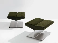 Pamono Stainless Steel Alcantara Ottomans by Paul Geoffroy for Uginox, 1975, Set of 2 Online
