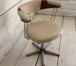 Pamono Steel and Leather Swivel Chair, 1980s Discount