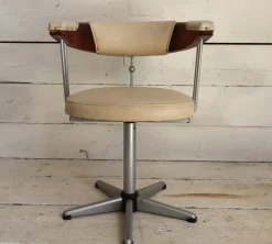 Pamono Steel and Leather Swivel Chair, 1980s Discount