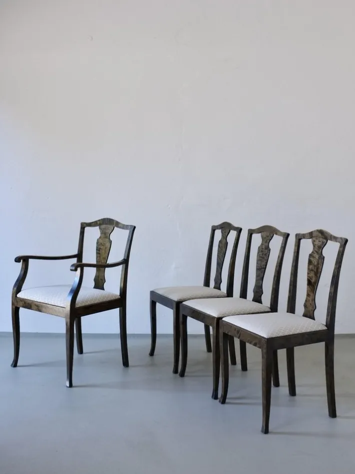 Pamono Swedish Grace Satin Birch Dining Chairs, 1920s, Set of 6 Online