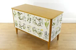 Pamono Swedish Modern Dresser with Nordens Flora Illustrations by C. A. M. Lindman, 1930s Discount