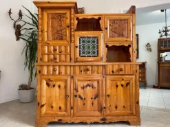 Pamono Swiss Pine Sideboard with Leaded Glass Sale