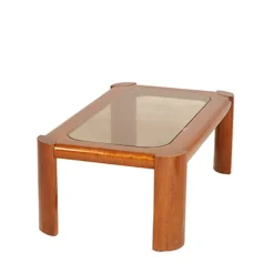 Pamono Teak Coffee Table with Bronzed Smoked Glass Top from Cassina, 1970s Outlet