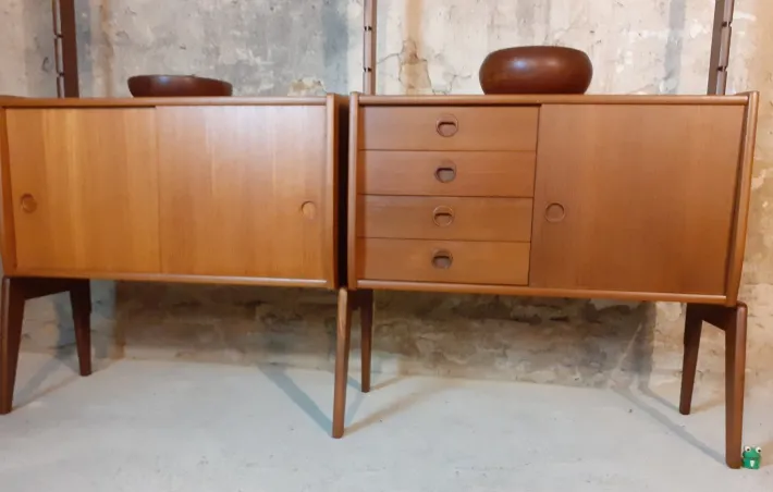 Pamono Teak Ergo Wall Unit with 2 Sections by John Texmon for Blindheim Møbelfabrikk, 1960s Online