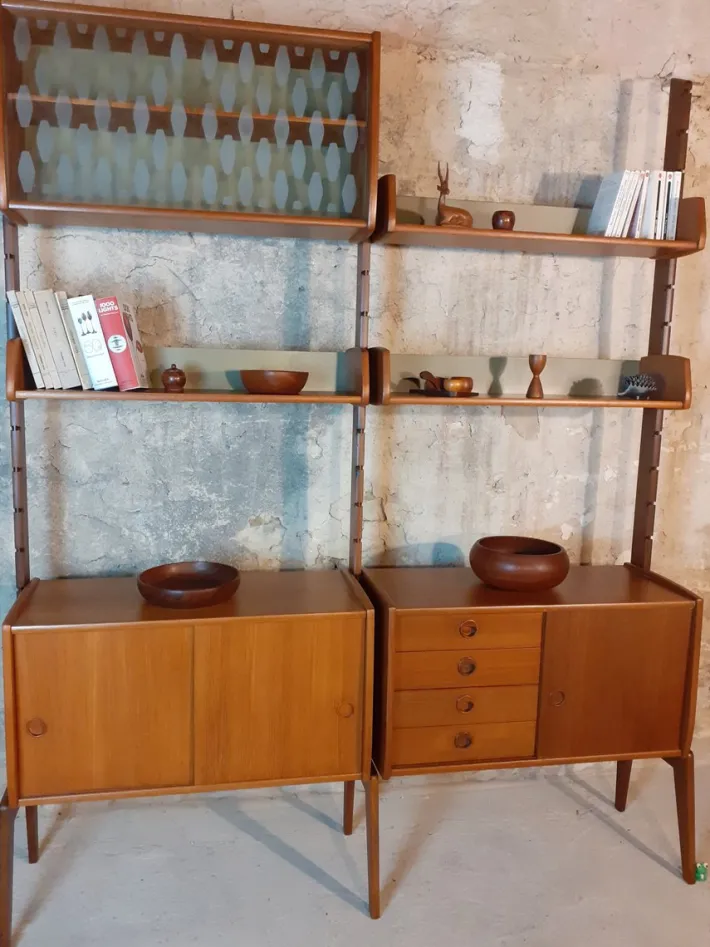 Pamono Teak Ergo Wall Unit with 2 Sections by John Texmon for Blindheim Møbelfabrikk, 1960s Online
