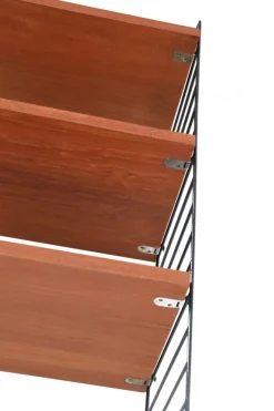 Pamono Teak String Wall Shelf with Magazine Rack by Kajsa & Nisse Strinning, 1960s Hot