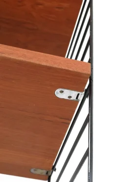 Pamono Teak String Wall Shelf with Magazine Rack by Kajsa & Nisse Strinning, 1960s Hot