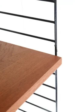 Pamono Teak String Wall Shelf with Magazine Rack by Kajsa & Nisse Strinning, 1960s Hot