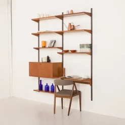 Pamono Teak Wall Unit with Hidden Desk by Kai Kristiansen for FM Mobler, Denmark, 1960s Hot