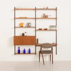 Pamono Teak Wall Unit with Hidden Desk by Kai Kristiansen for FM Mobler, Denmark, 1960s Hot