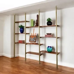 Pamono Tension Pole Free Standing Rose Gold Aluminum Omni Wall Unit by George Nelson New