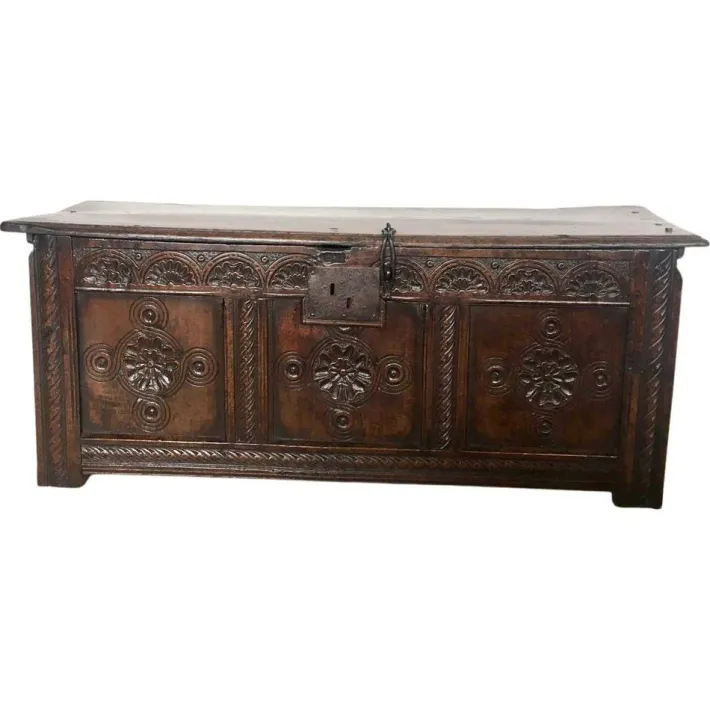 Pamono 18th Century Antique Carved Oak Coffer Best