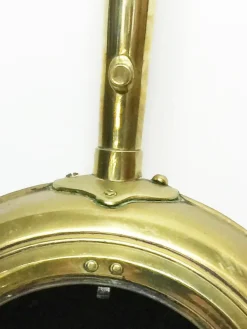 Pamono 18th Century Brass Bedpan With Original Dark Oak Wooden Turned Steel