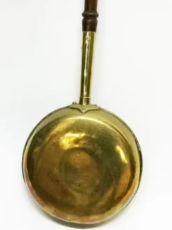 Pamono 18th Century Brass Bedpan With Original Dark Oak Wooden Turned Steel