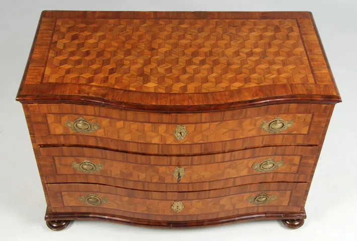 Pamono 18th Century Chest with Trompe-Lœil Marquetry, 1770 Discount