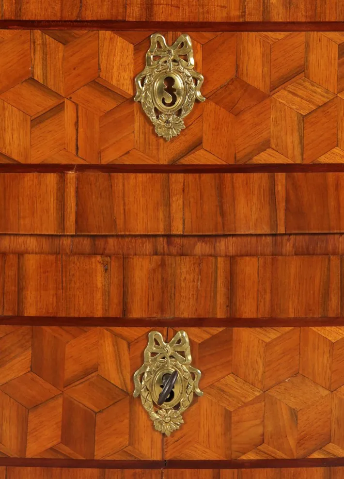 Pamono 18th Century Chest with Trompe-Lœil Marquetry, 1770 Discount