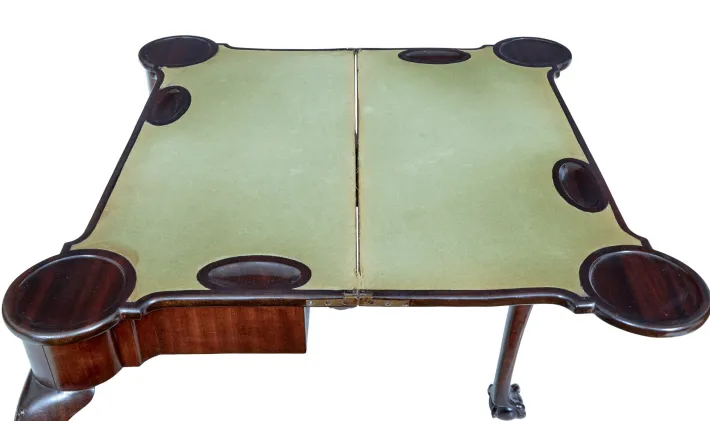 Pamono 19th Century Chippendale Revival Mahogany Card Table, 1880s Outlet