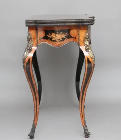 Pamono 19th Century Ebonised Marquetry & Ormolu Card Table, 1870s Hot