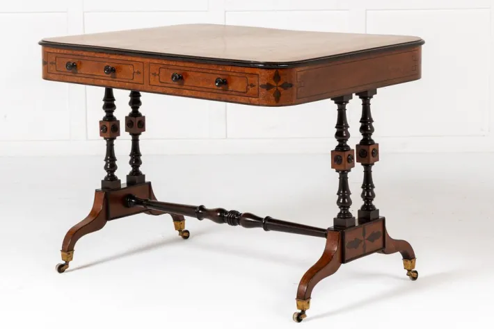Pamono 19th Century English Regency Amboyna Library Table Hot
