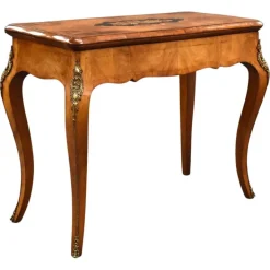 Pamono 19th Century English Victorian Burl Walnut and Marquetry Inlaid Card Table, 1860s Outlet