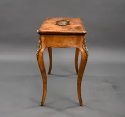 Pamono 19th Century English Victorian Burl Walnut and Marquetry Inlaid Card Table, 1860s Outlet