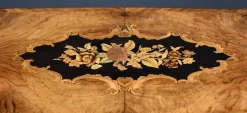 Pamono 19th Century English Victorian Burl Walnut and Marquetry Inlaid Card Table, 1860s Outlet