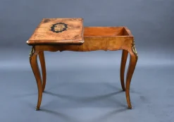 Pamono 19th Century English Victorian Burl Walnut and Marquetry Inlaid Card Table, 1860s Outlet