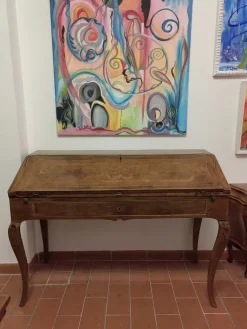 Pamono 18th Century Flap Cabinet Writing Desk in Solid Walnut with Carvings Outlet