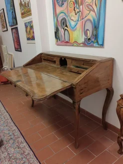 Pamono 18th Century Flap Cabinet Writing Desk in Solid Walnut with Carvings Outlet