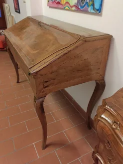 Pamono 18th Century Flap Cabinet Writing Desk in Solid Walnut with Carvings Outlet