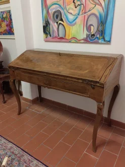 Pamono 18th Century Flap Cabinet Writing Desk in Solid Walnut with Carvings Outlet