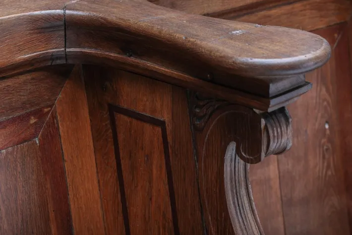 Pamono 18th Century Flemish Oak Church Pew, Belgium Clearance