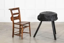 Pamono 19th Century French Ebonised Vernacular Elm Chopping Block Table Outlet