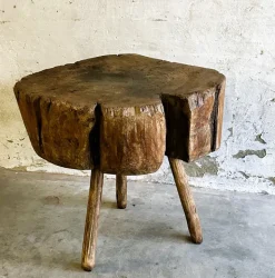 Pamono 19th Century French Provincial Elm Chopping Block Table, France New