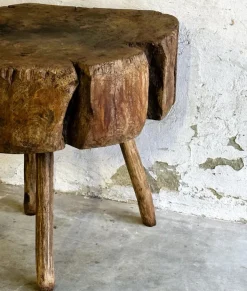 Pamono 19th Century French Provincial Elm Chopping Block Table, France New