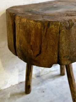 Pamono 19th Century French Provincial Elm Chopping Block Table, France New